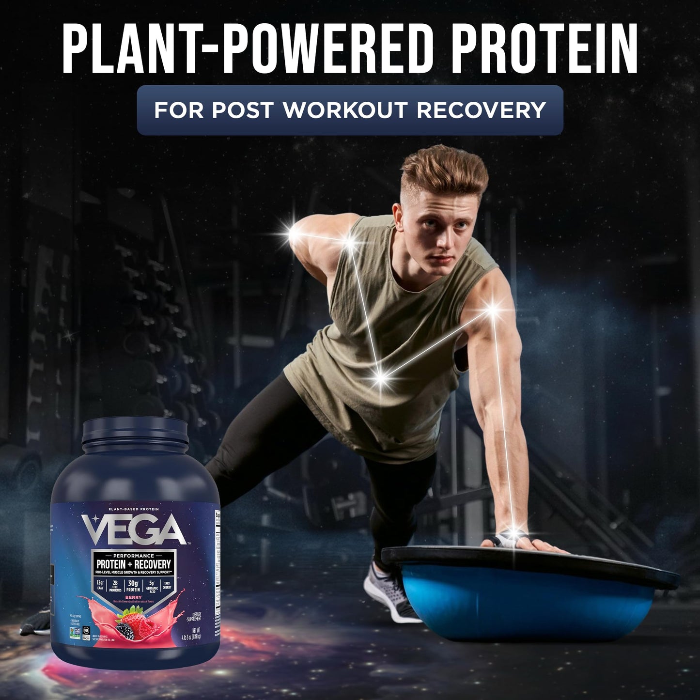 Vega Protein + Recovery Berry Protein Powder, 64