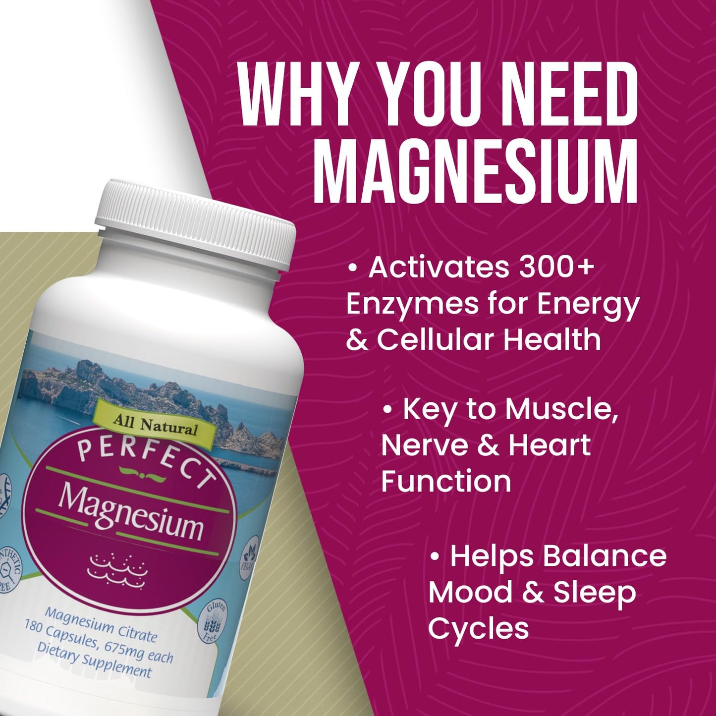 Perfect Supplements Magnesium Citrate Capsule 180 Count