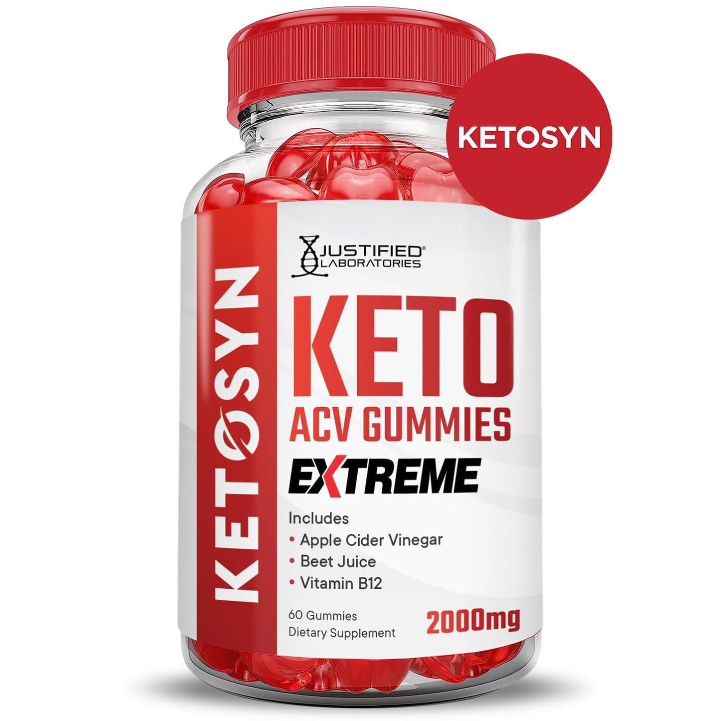 Justified Laboratories Ketosyn Keto ACV Gummies Extreme Gummy 60 Count