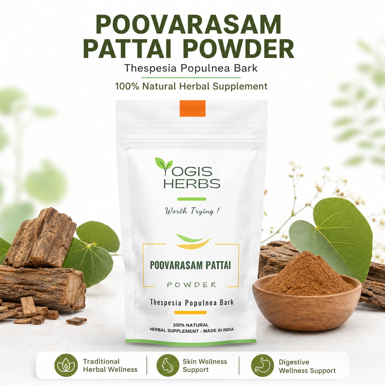 YOGIS HERBS Poovarasam Pattai Powder 8 oz