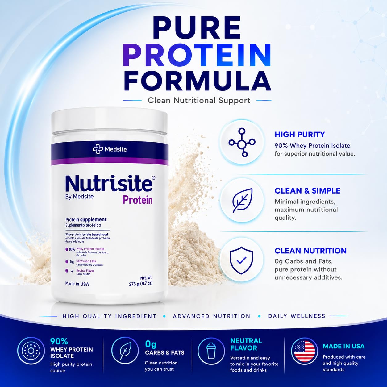 Medsite Nutrisite Whey Protein Isolate Powder 9.7 oz