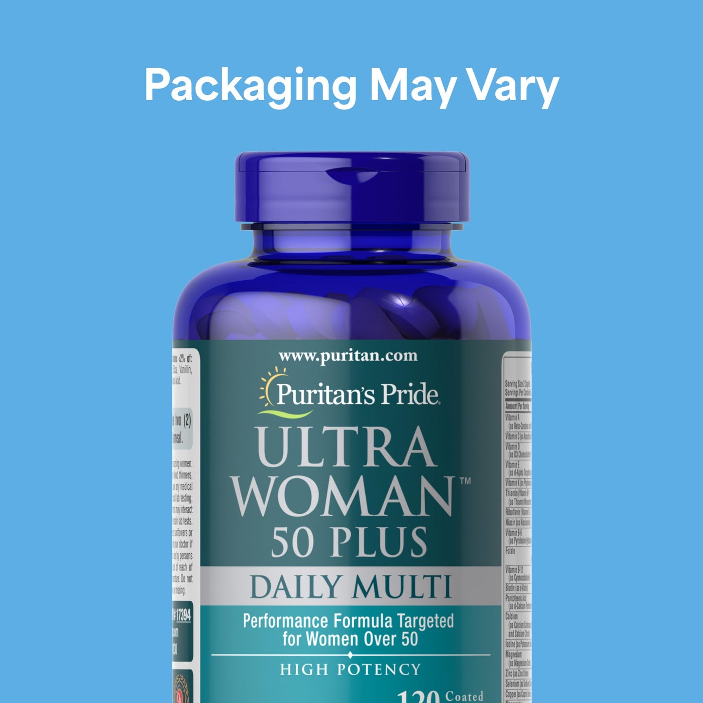 Puritan's Pride Ultra Woman 50 Plus High Potency Performance Time Release Daily Multivitamin with Zinc Caplets 120