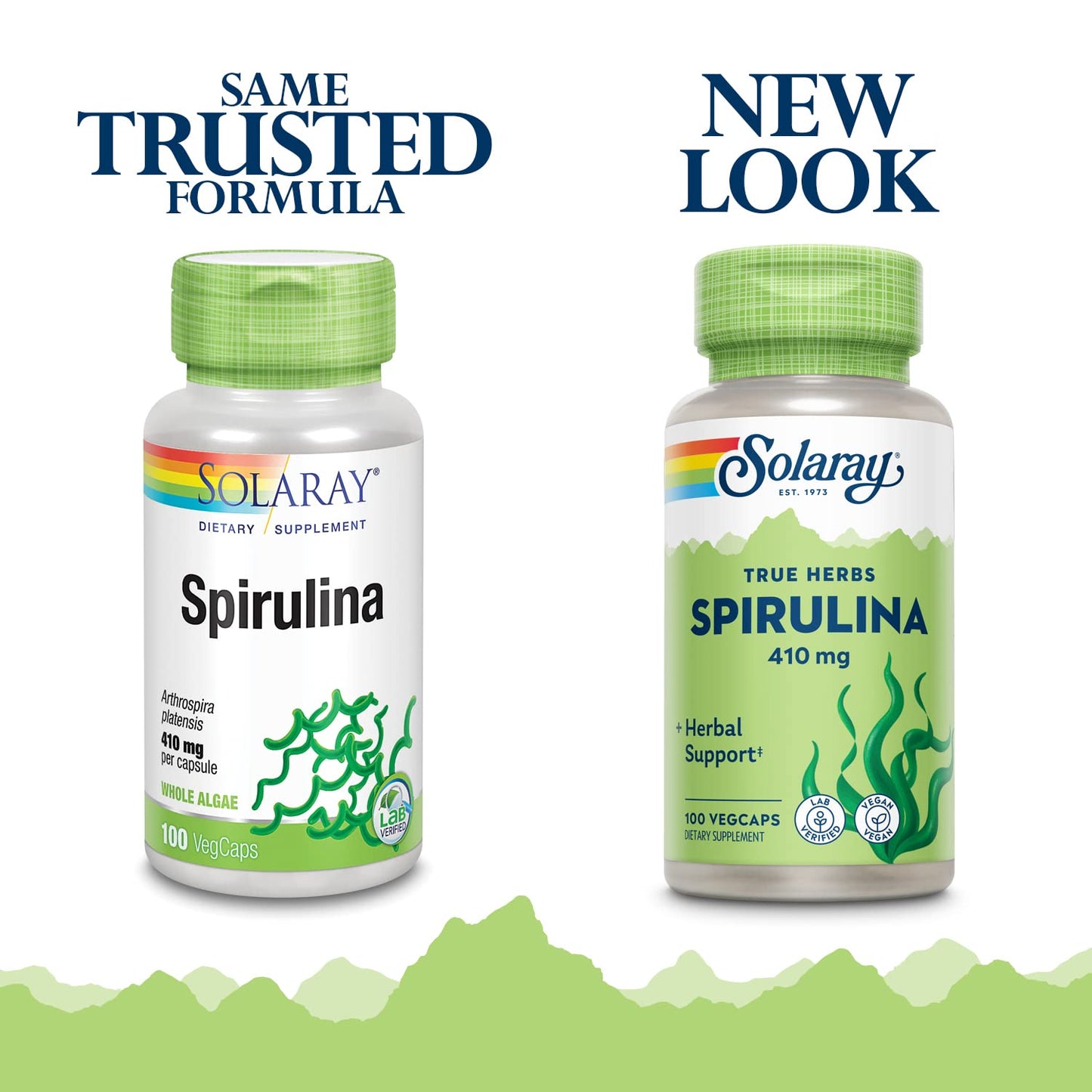 SOLARAY Spirulina 410mg Veg Cap, 100 Count