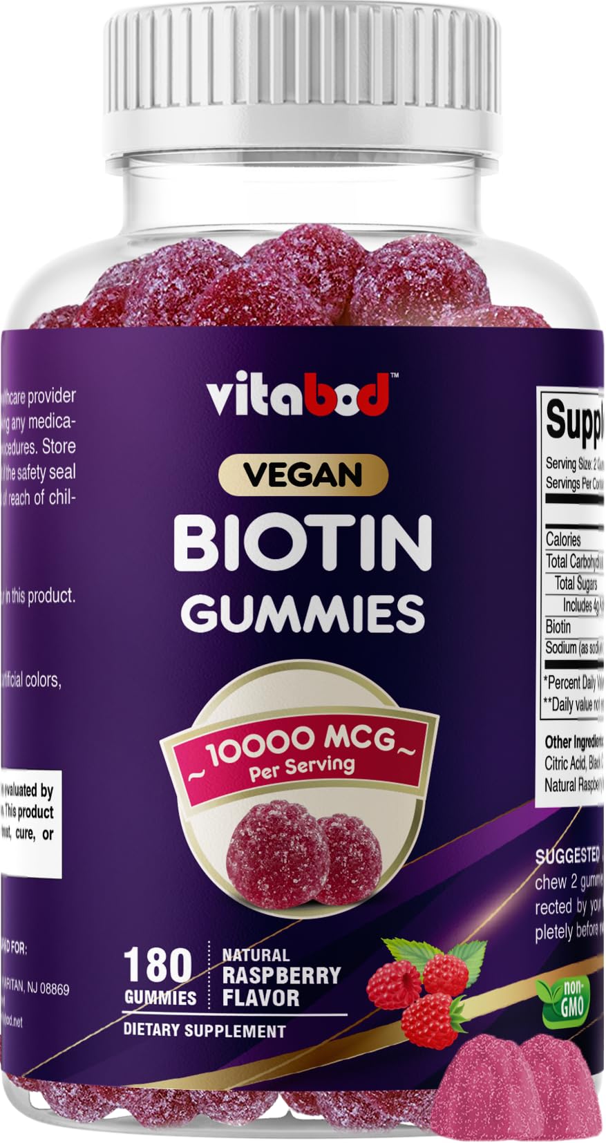 Vitabod Biotin Gummies 10,000 mcg, 180 Gummies