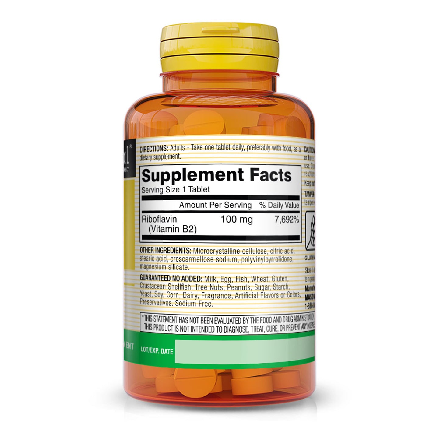 Mason Natural Vitamin B-2 100 mg Tablets, 100 Tablets