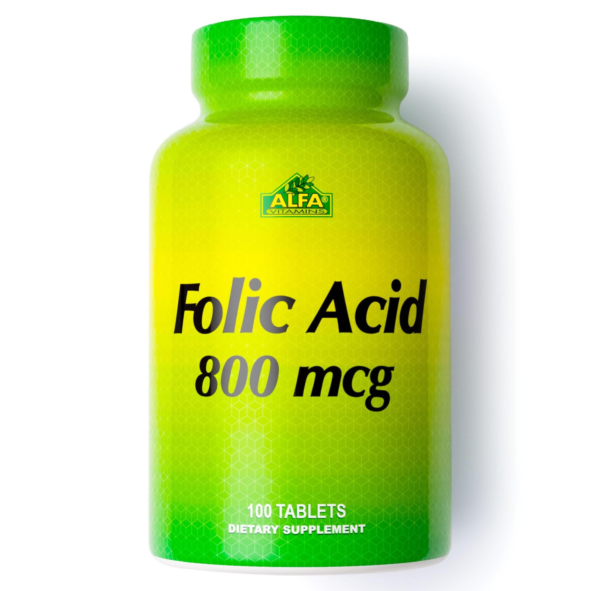 ALFA VITAMINS Folic Acid 800 mcg Prenatal Capsule, 100 Count