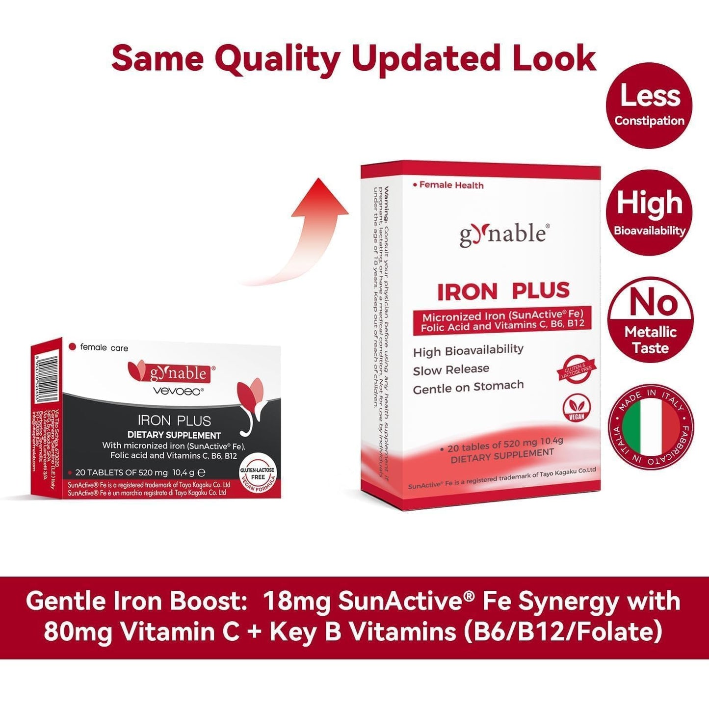Gynable Gentle Iron Supplement for Women, Tablet, 20 Tablets