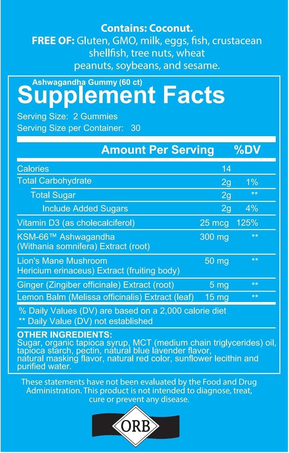 4 Your Wellness Ashwagandha KSM-66 Lions Mane Gummies 120 Count