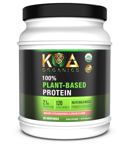 KOA Organics Vegan Protein Powder Strawberries & Cream Flavor, 640g