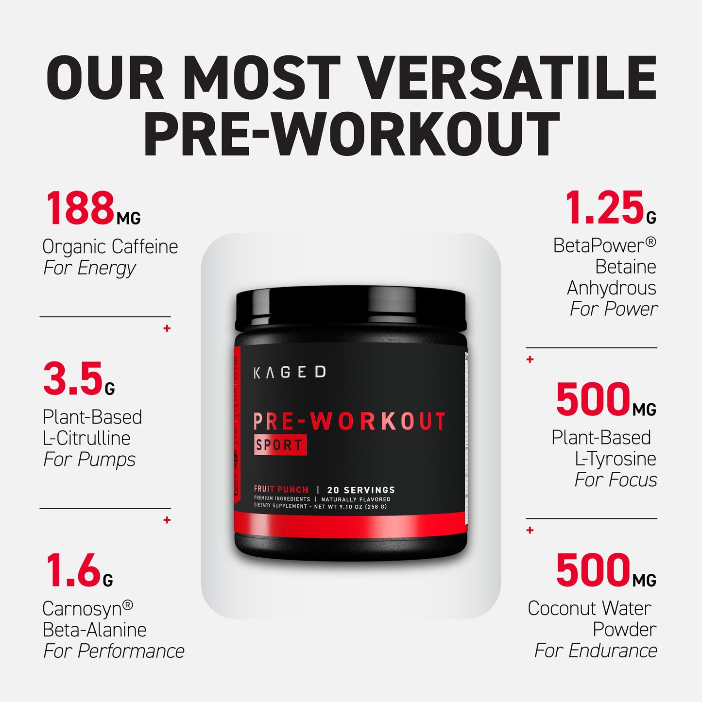 Kaged Sport Pre Workout Powder 10 Servings
