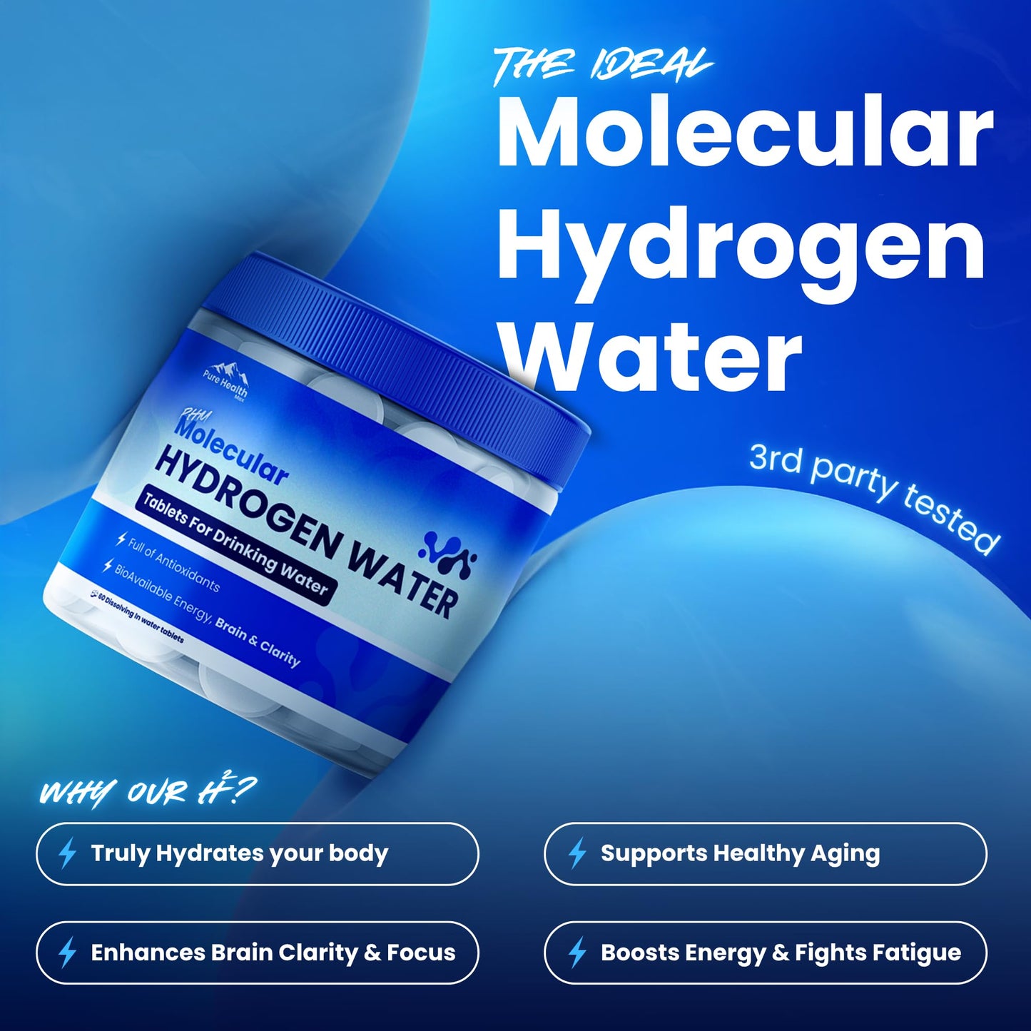 PURE HEALTH MAX PHM Hydrogen Water Tablets, 90 Count