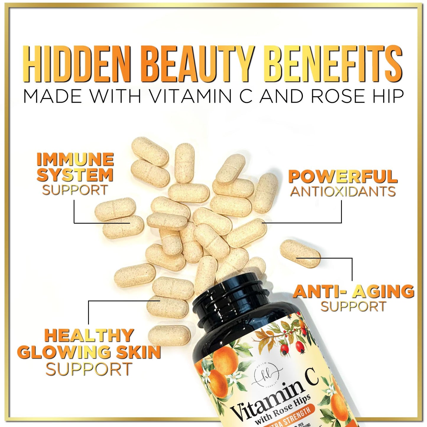 Hello Lovely! Vitamin C 1000mg Chewable Pills, 60 Count