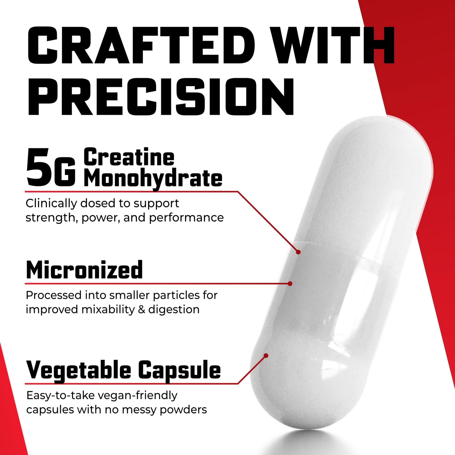 Huge Supplements Creatine Monohydrate Capsules, 150 Capsules