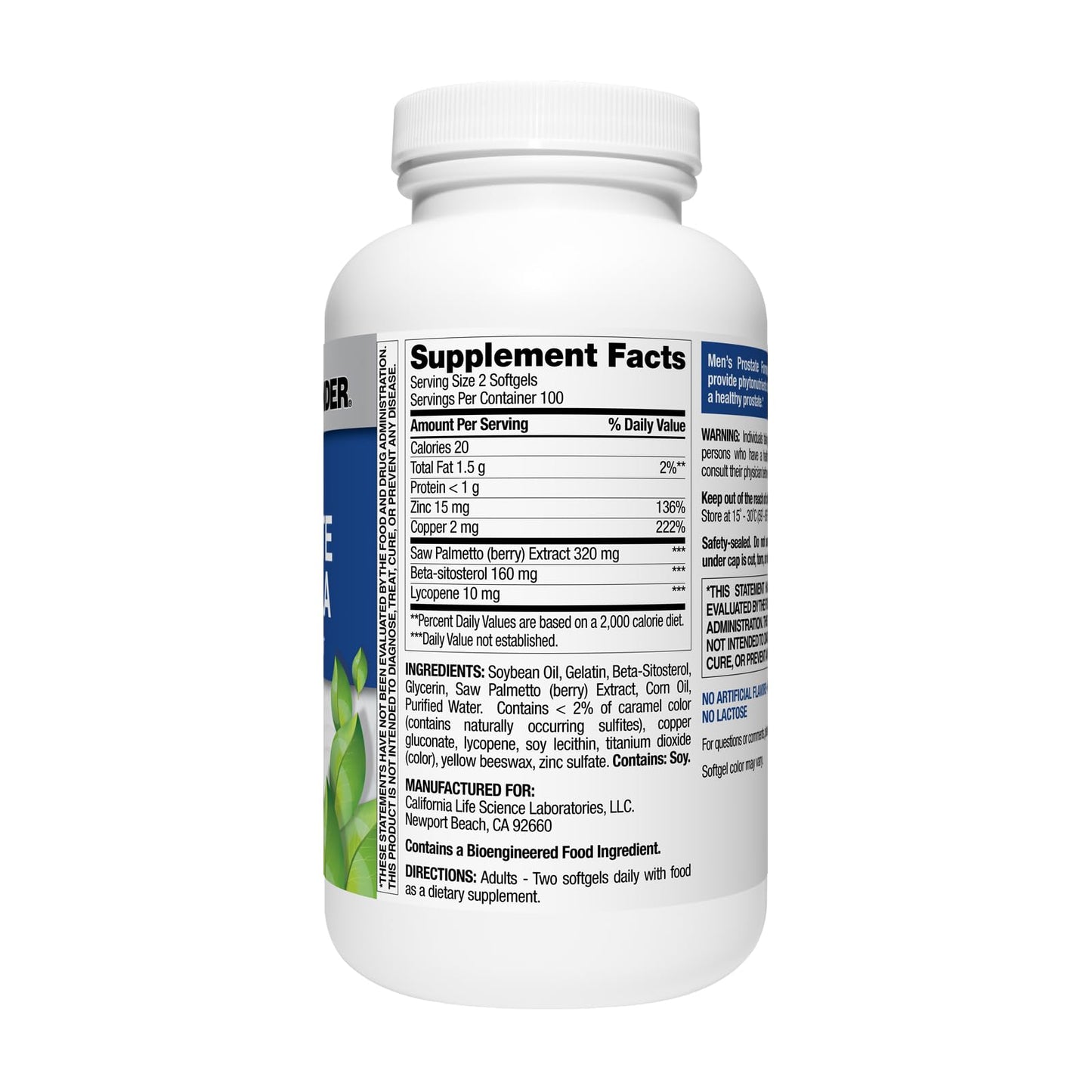 Nature's Wonder Men's Prostate Formula with Saw Palmetto Softgel 200 Count