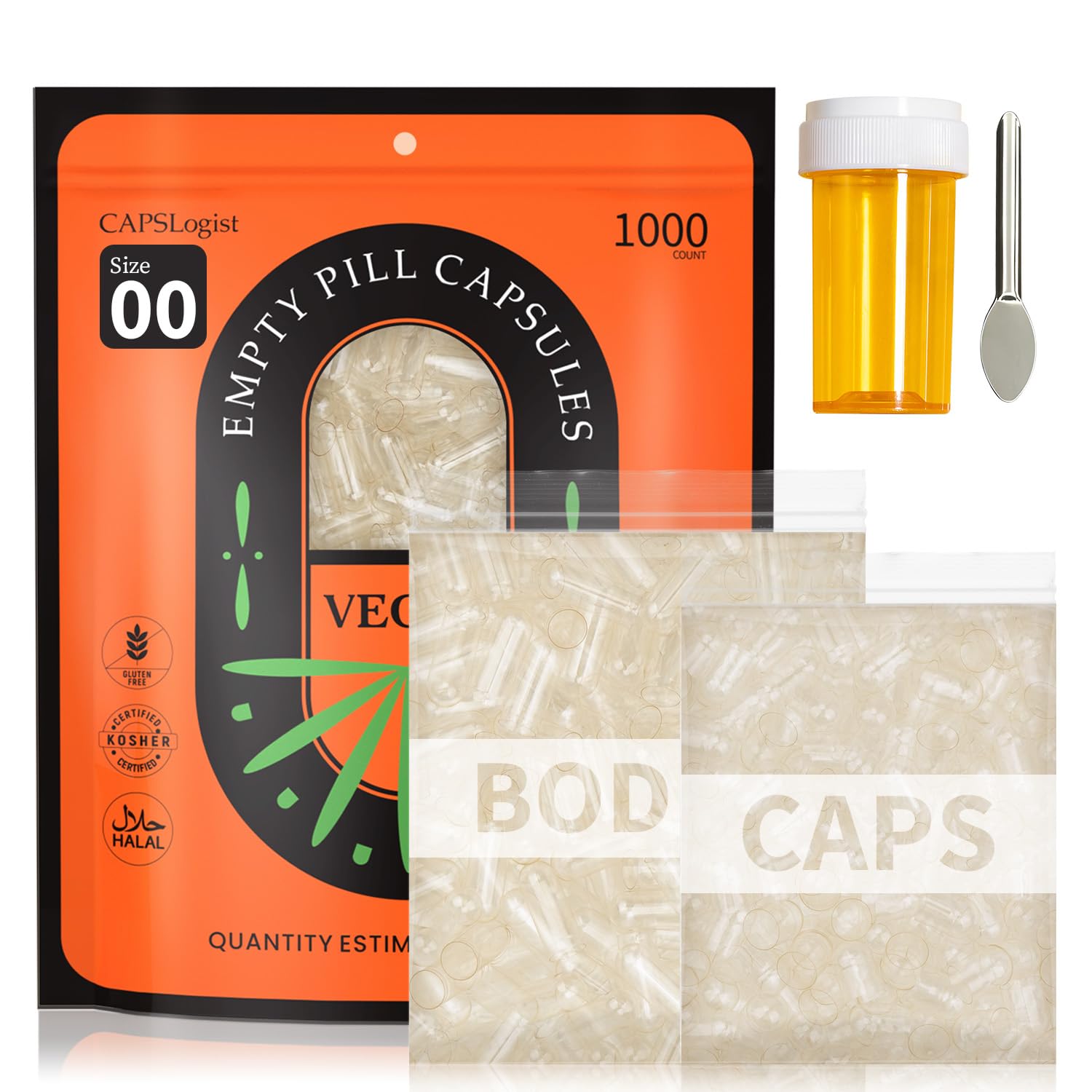 CAPSLogist Empty Capsules 00 Separated, Vegan Capsule, 1000 Count