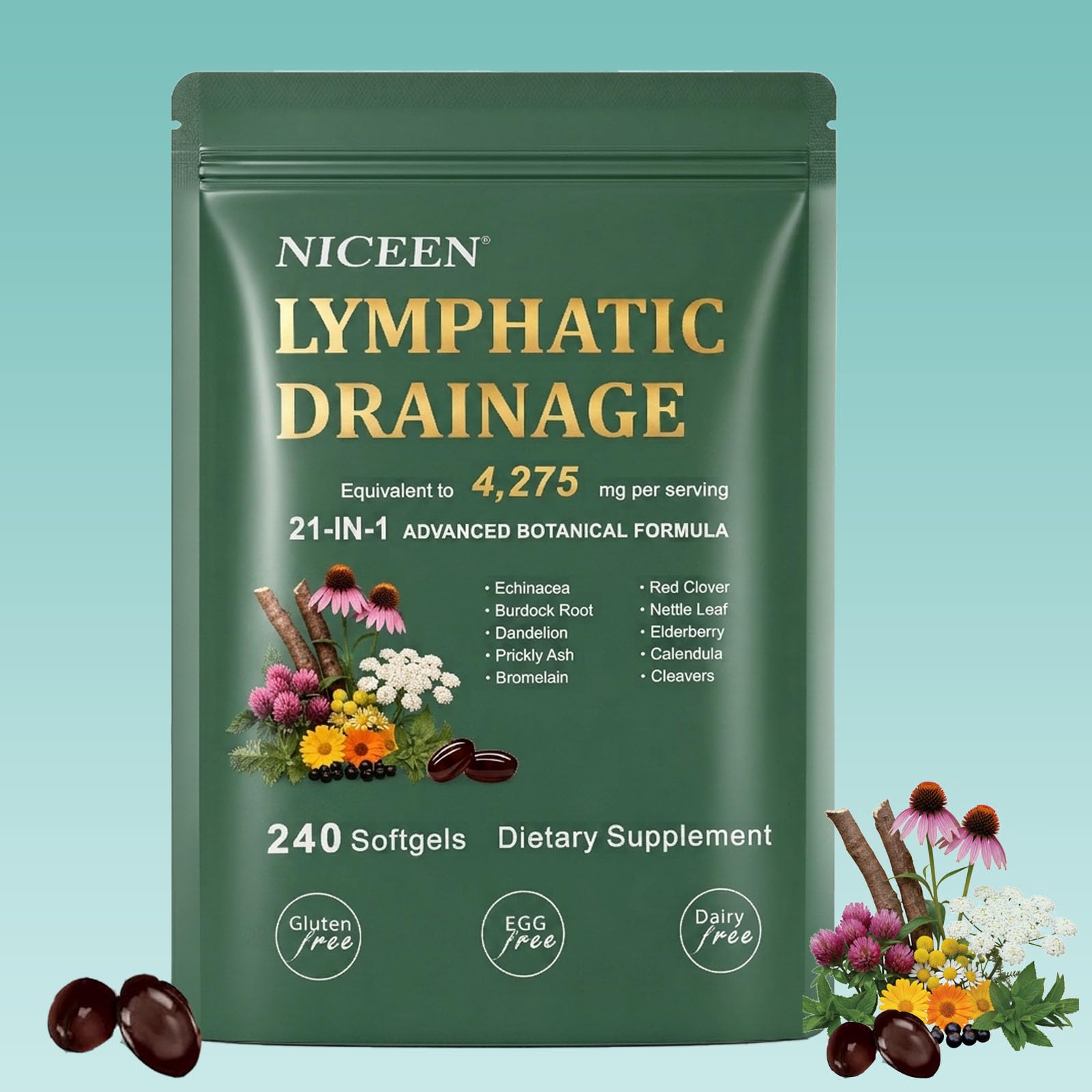 NICEEN Lymphatic Drainage Supplements Softgel 240