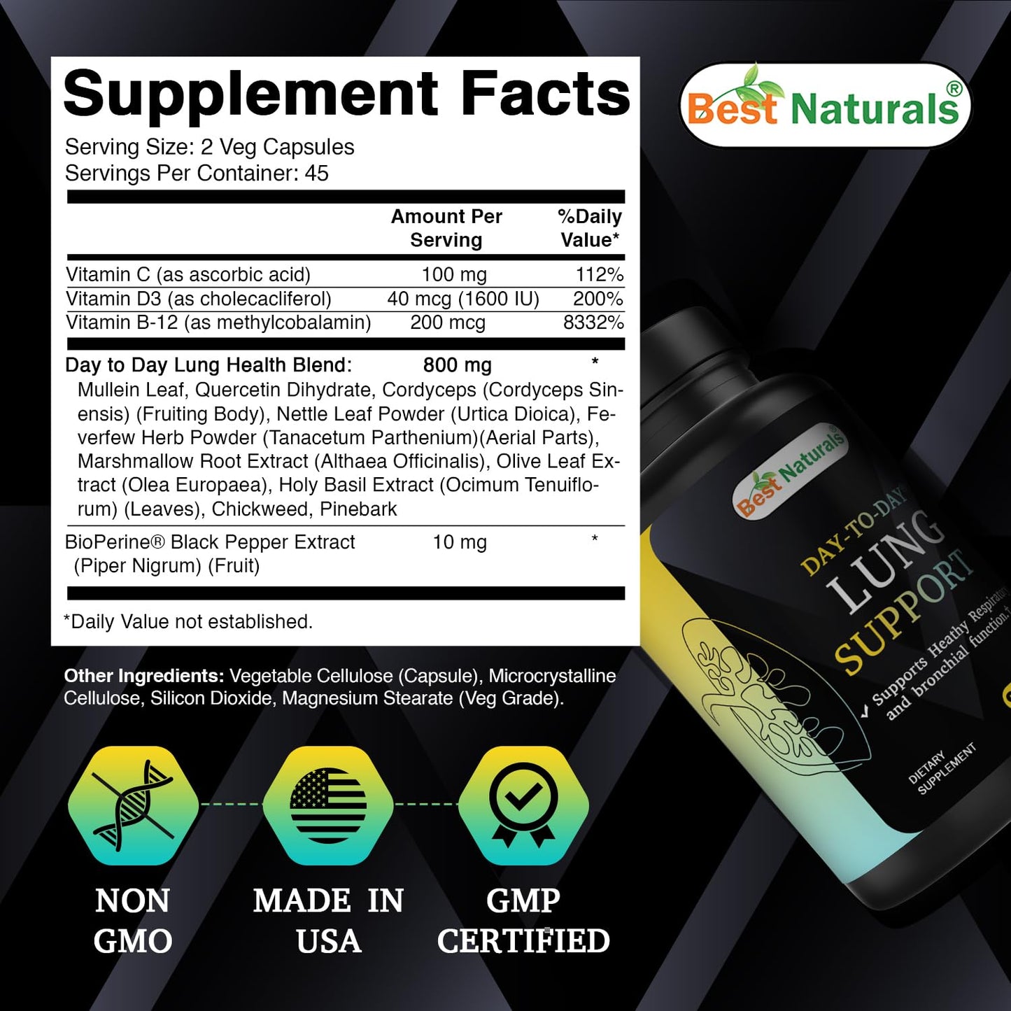 Best Naturals Day-to-Day Lung Support Capsules 90 Count