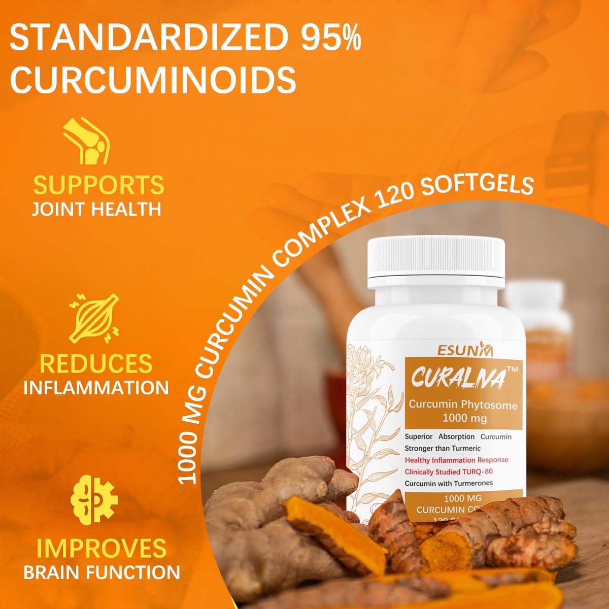 ESUNM CURALIVA Curcumin Phytosome 1000 mg Capsules, 60 Count
