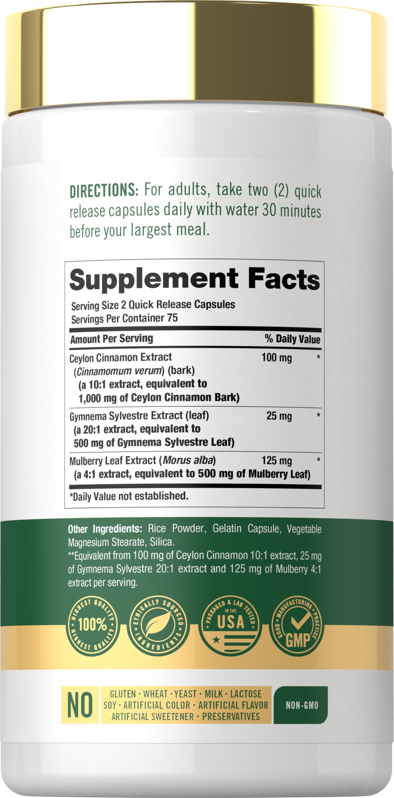 Carlyle Ceylon Cinnamon Complex with Gymnema and Mulberry Capsule, 150 Count