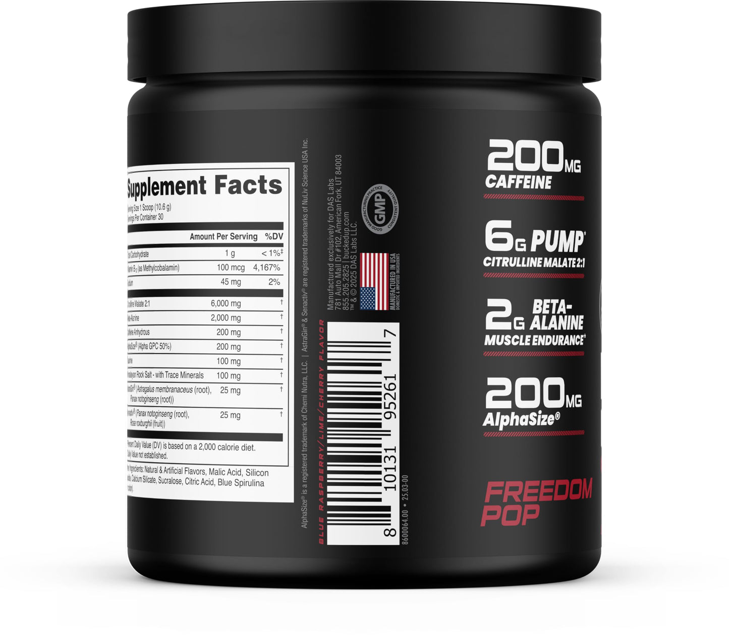 Bucked Up Pre Workout Freedom Pop Powder 12.5 Ounce