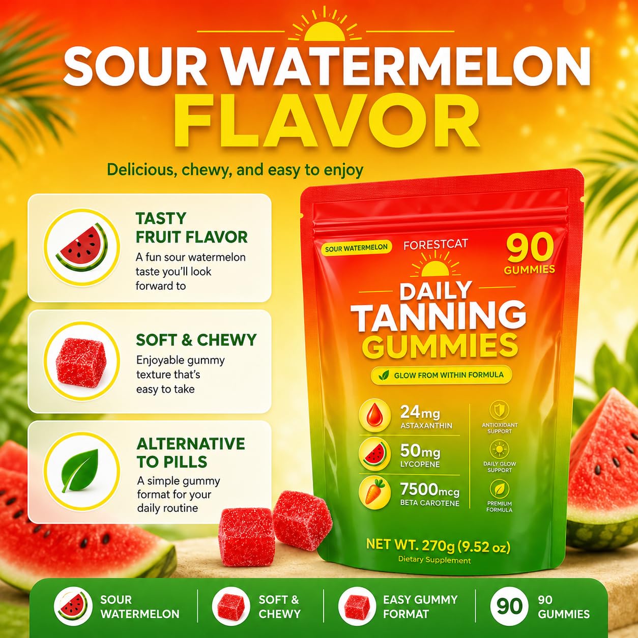 HILUCID Tanning Gummies, 90 Gummies