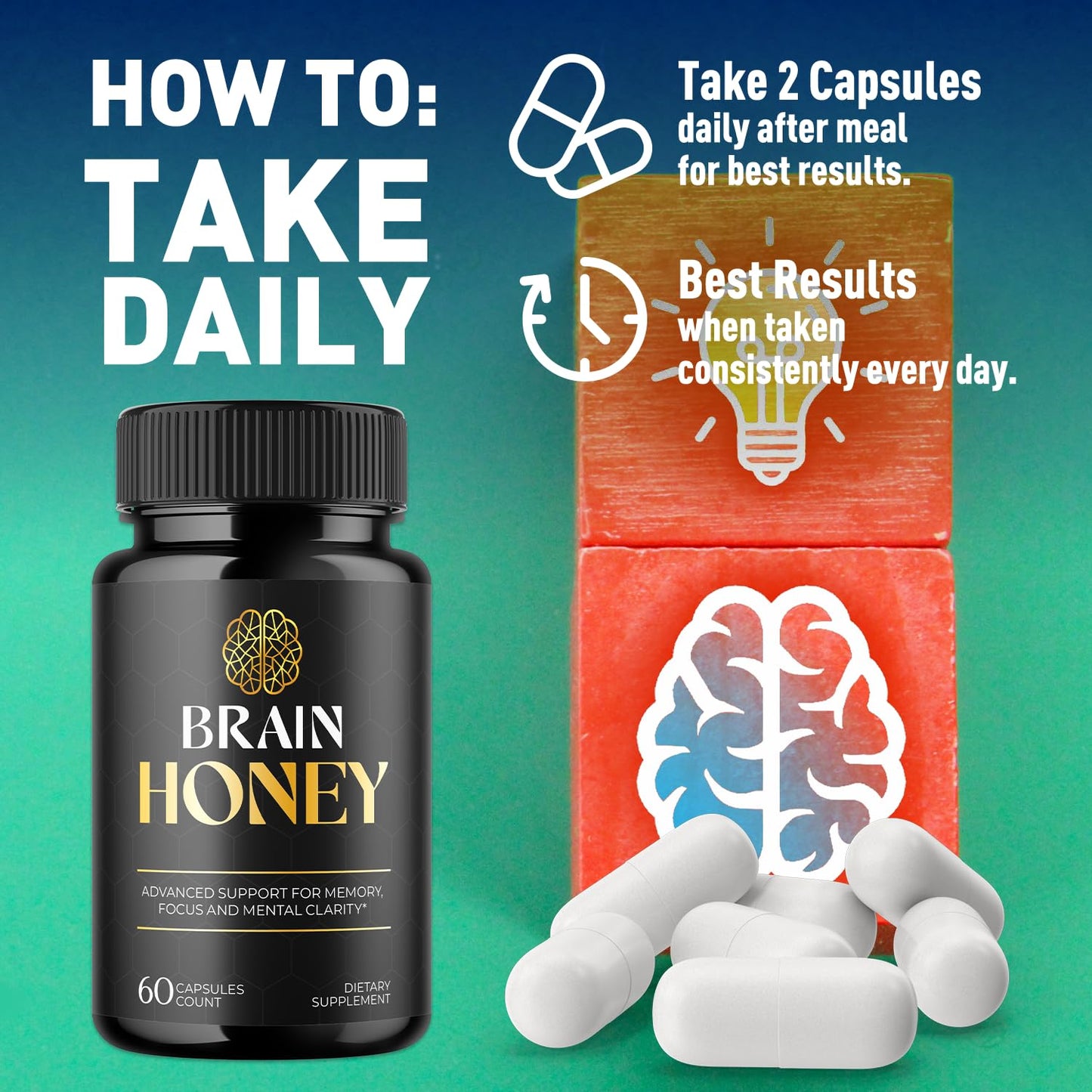 Flex University Brain Honey Capsules 60 Count