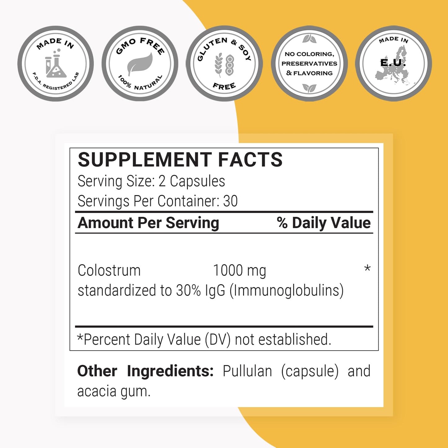 Supersmart Colostrum 1000 mg - 30% IgG, 60 Capsules