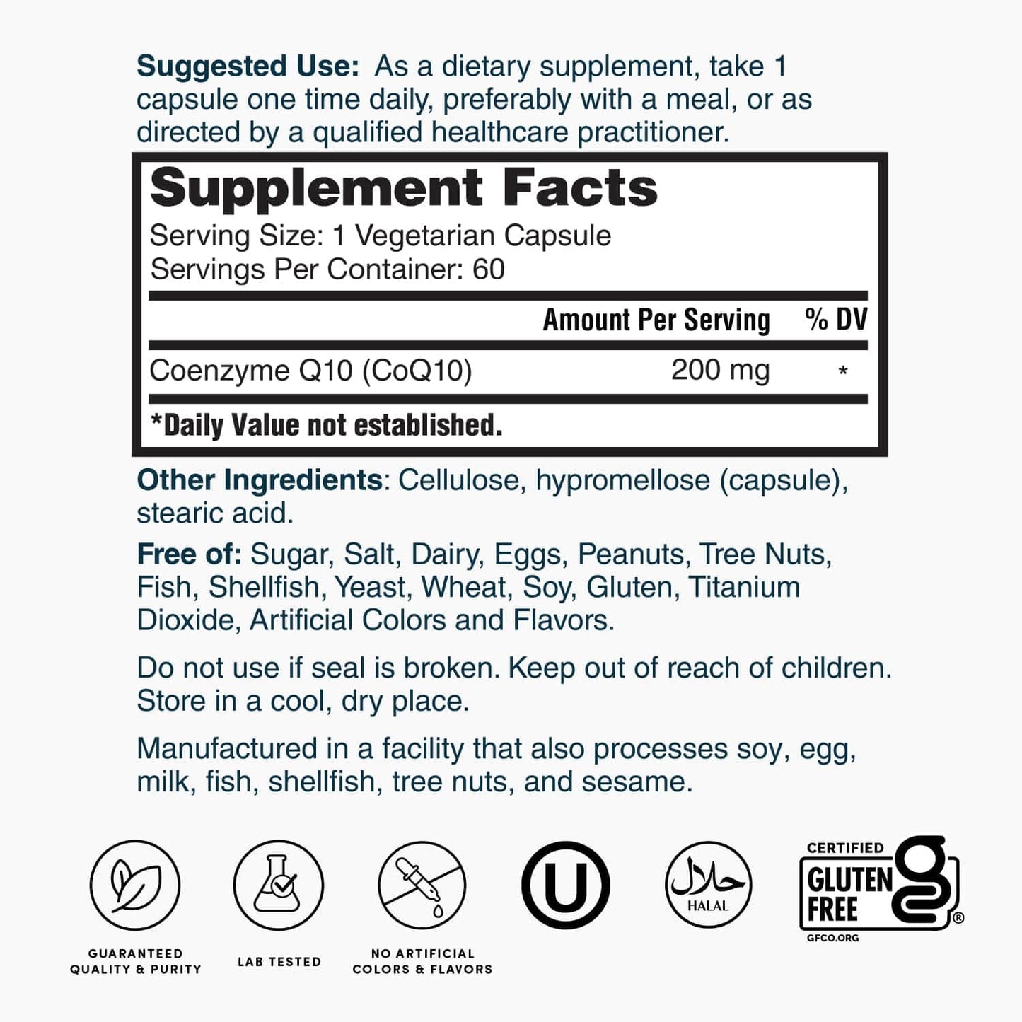 Nature's Lab CoQ10 200mg Nutritional Supplement Capsule 60 Capsules