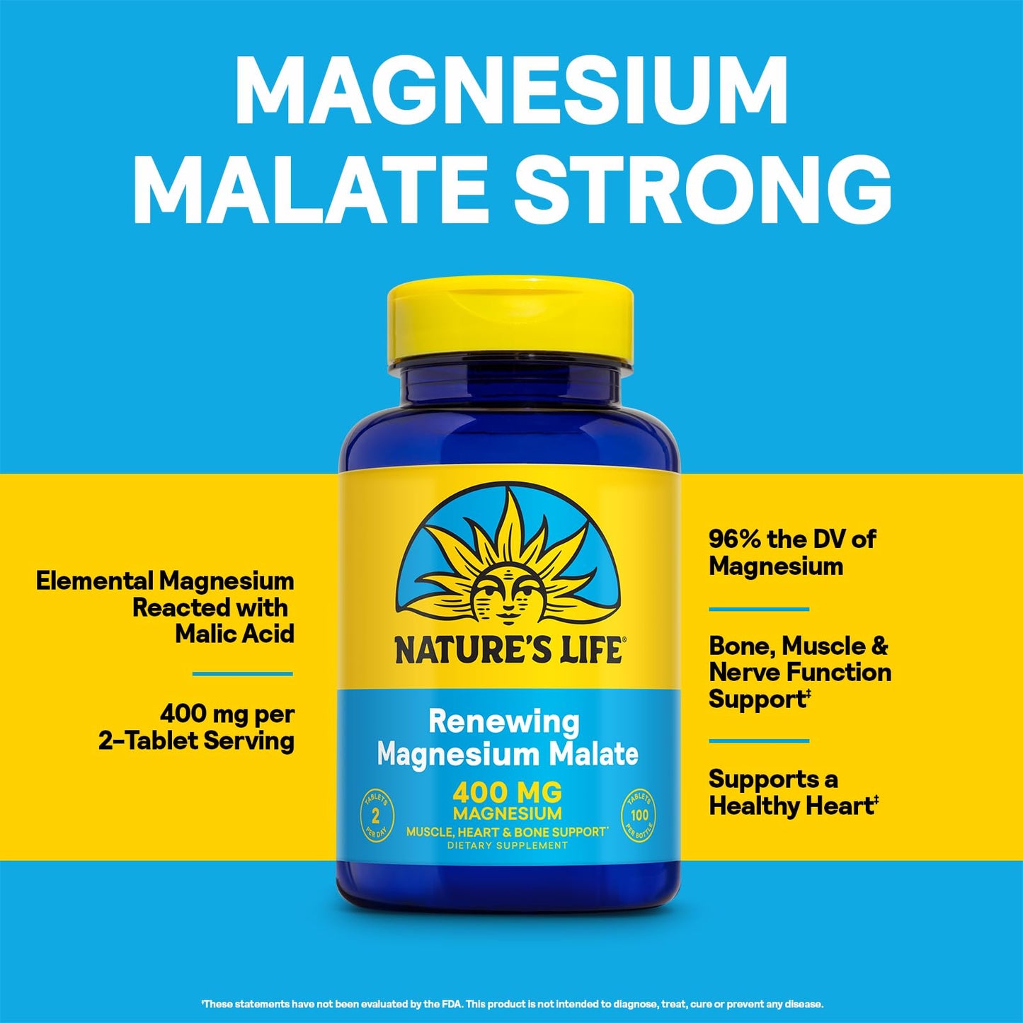 Nature's Life Renewing Magnesium Malate 400 mg Tablet, 100 Count