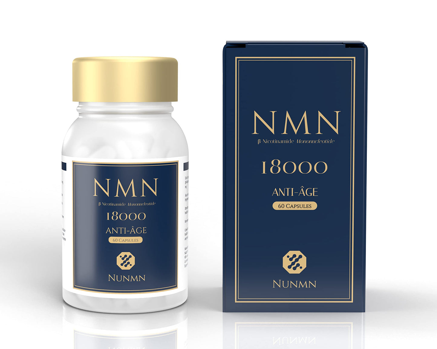 NUNMN NMN 18000 NAD+ Supplement Nicotinamide Mononucleotide Capsule, 60 Count
