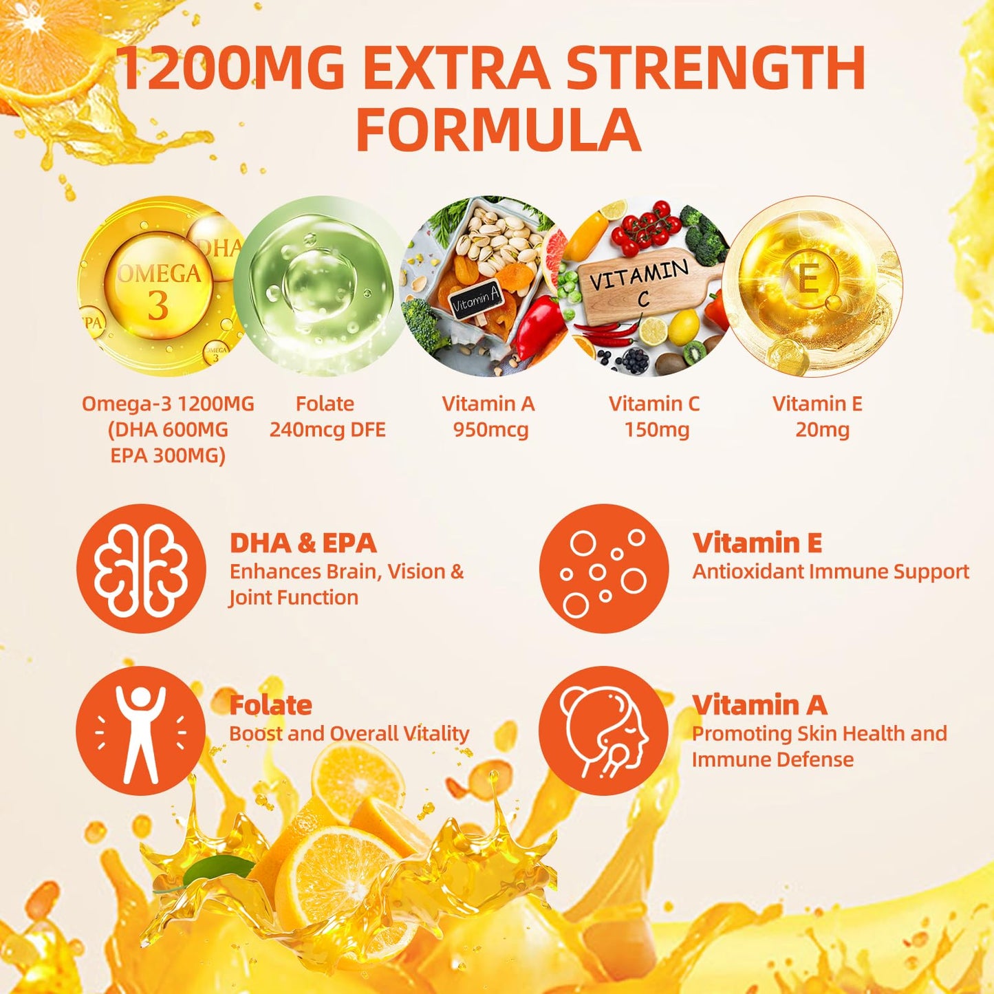 Babivek Omega-3 Gummies Vegan 1200mg EPA and DHA, 120 Count