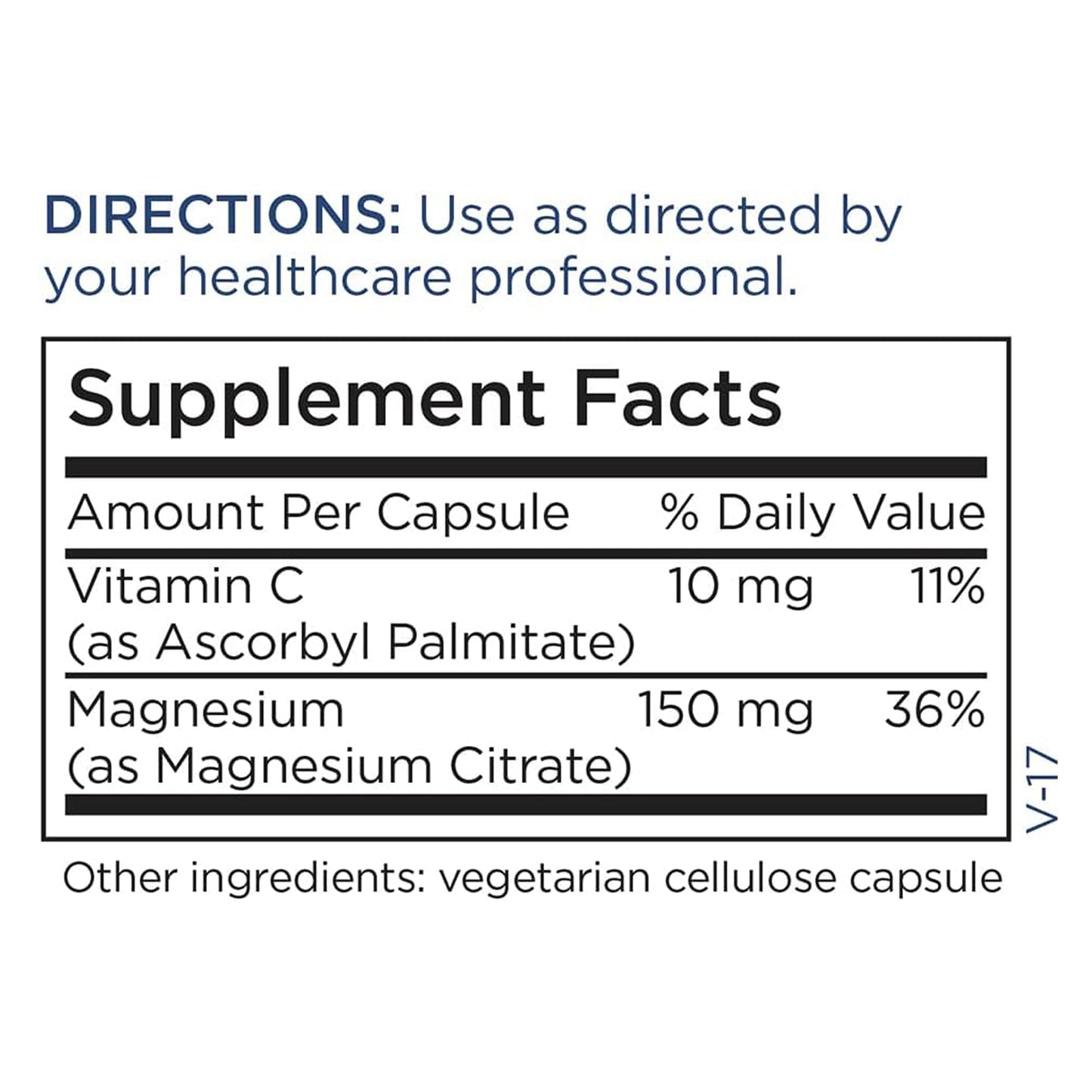 Metabolic Maintenance Magnesium Citrate Capsules Delivers 150 mg Magnesium Citrate & 10 mg Vitamin C, Supports Energy Levels, Bone Health & Stress Response, Bioavailable, 120 Capsules