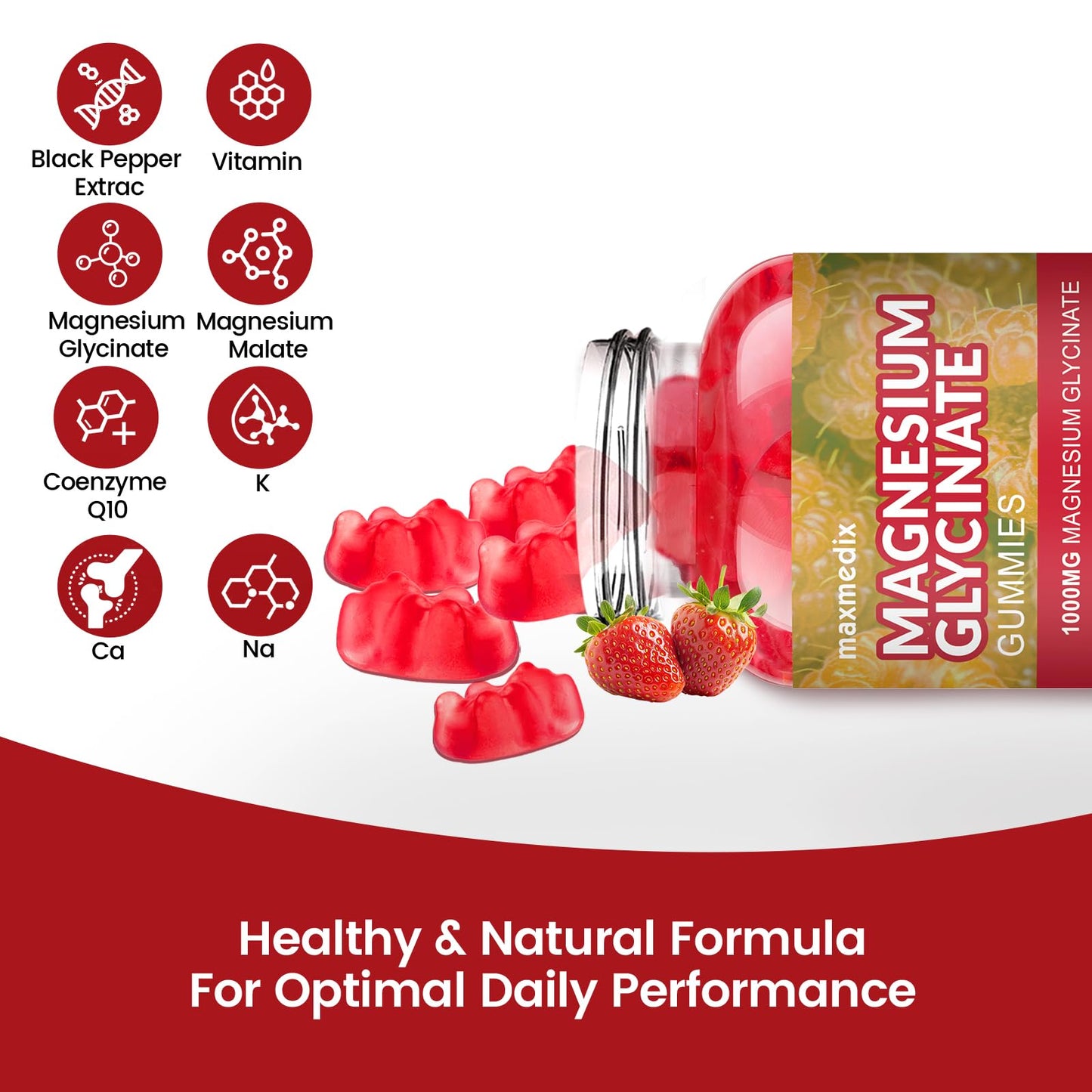 maxmedix Magnesium Glycinate Gummies 1000mg, 90 Gummies