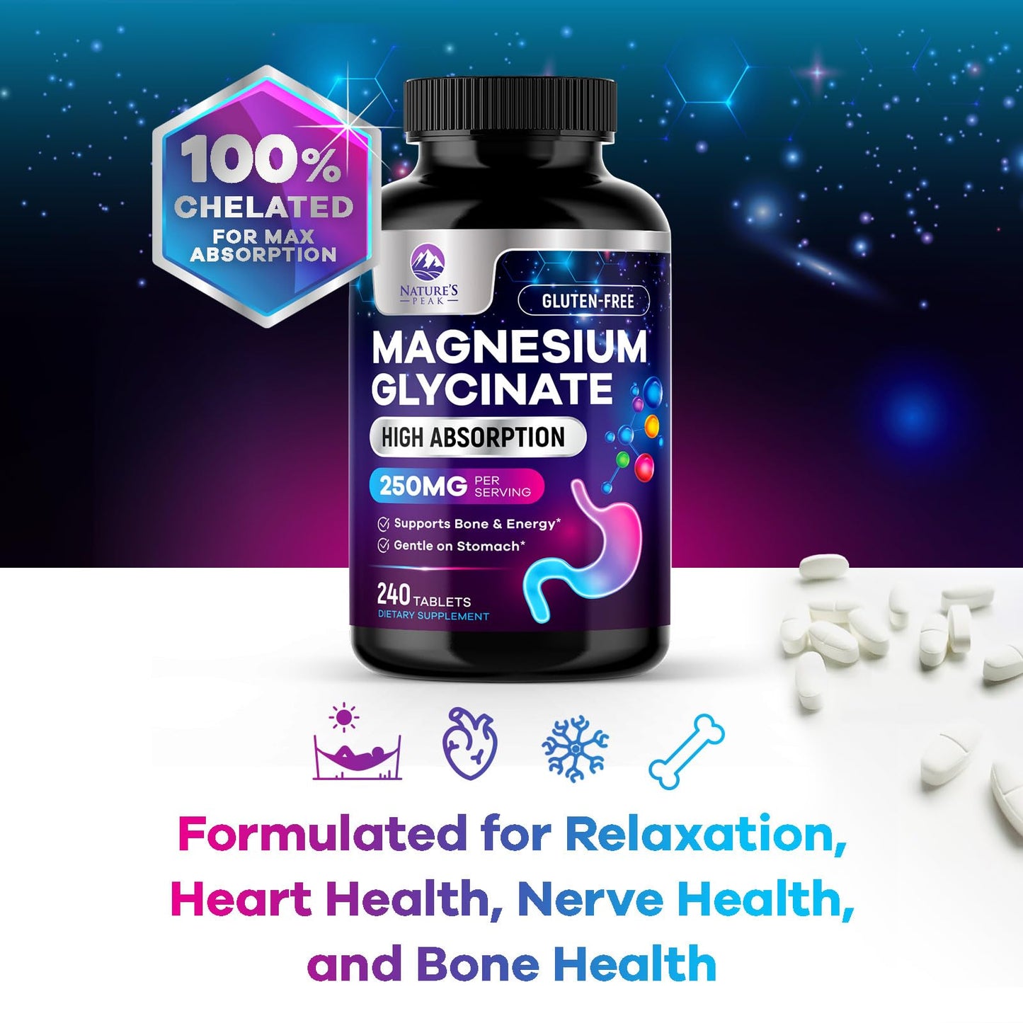 Nature's Peak Magnesium Glycinate Capsules, 240 Count