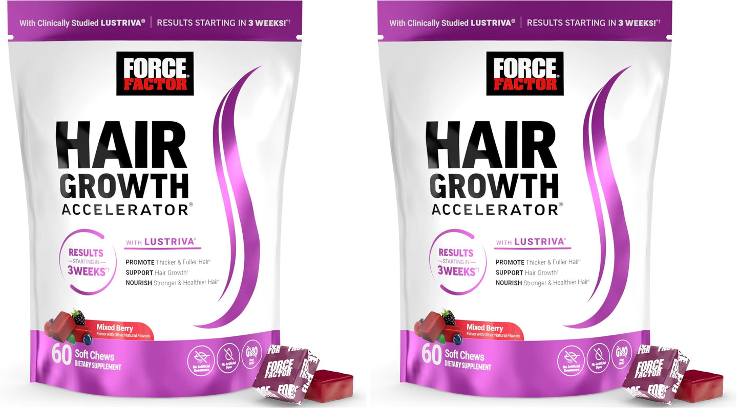 Force Factor Hair Growth Accelerator Soft Chews, 120 Count