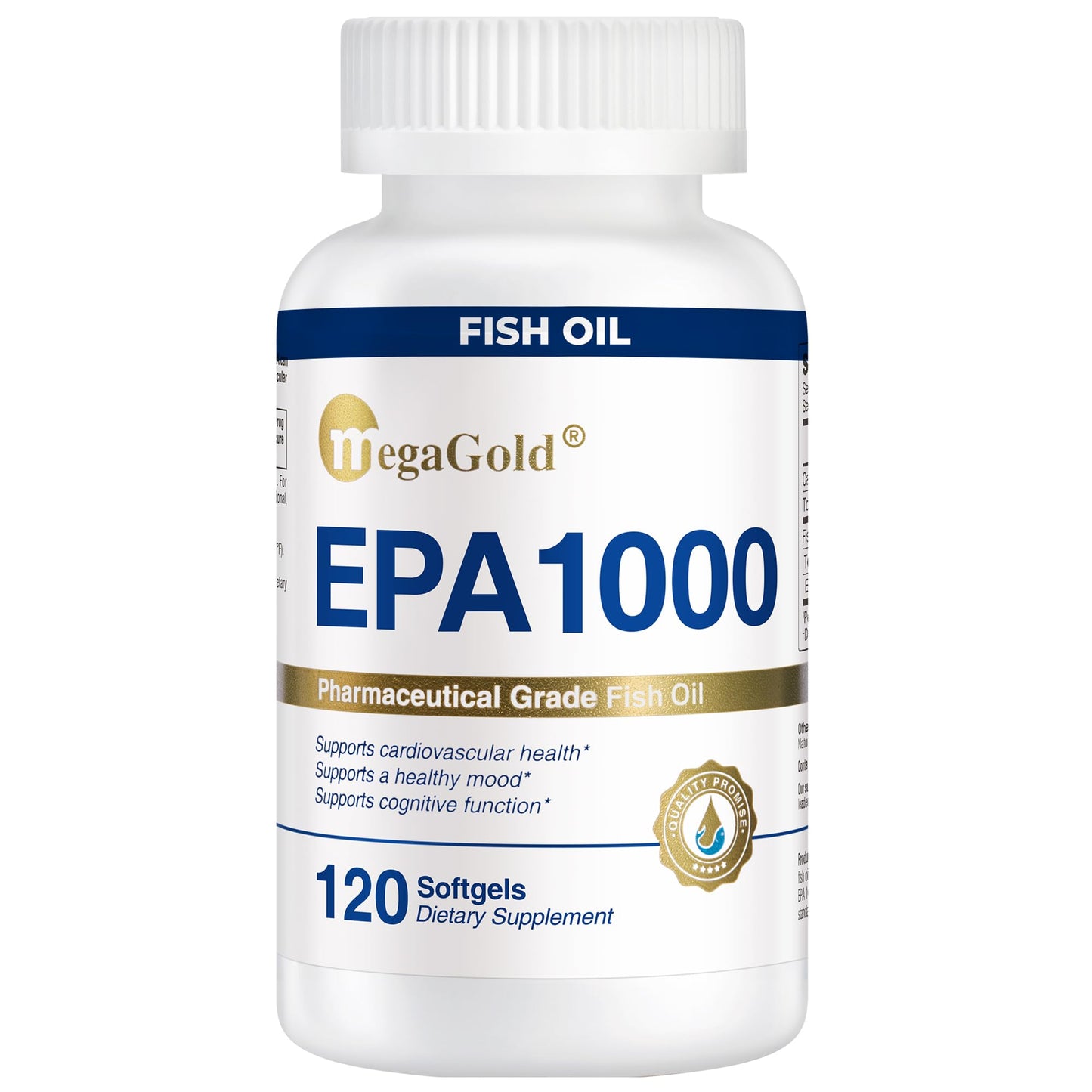 MegaGold Fish Oil Omega-3 EPA 1000mg Softgels 120 Count