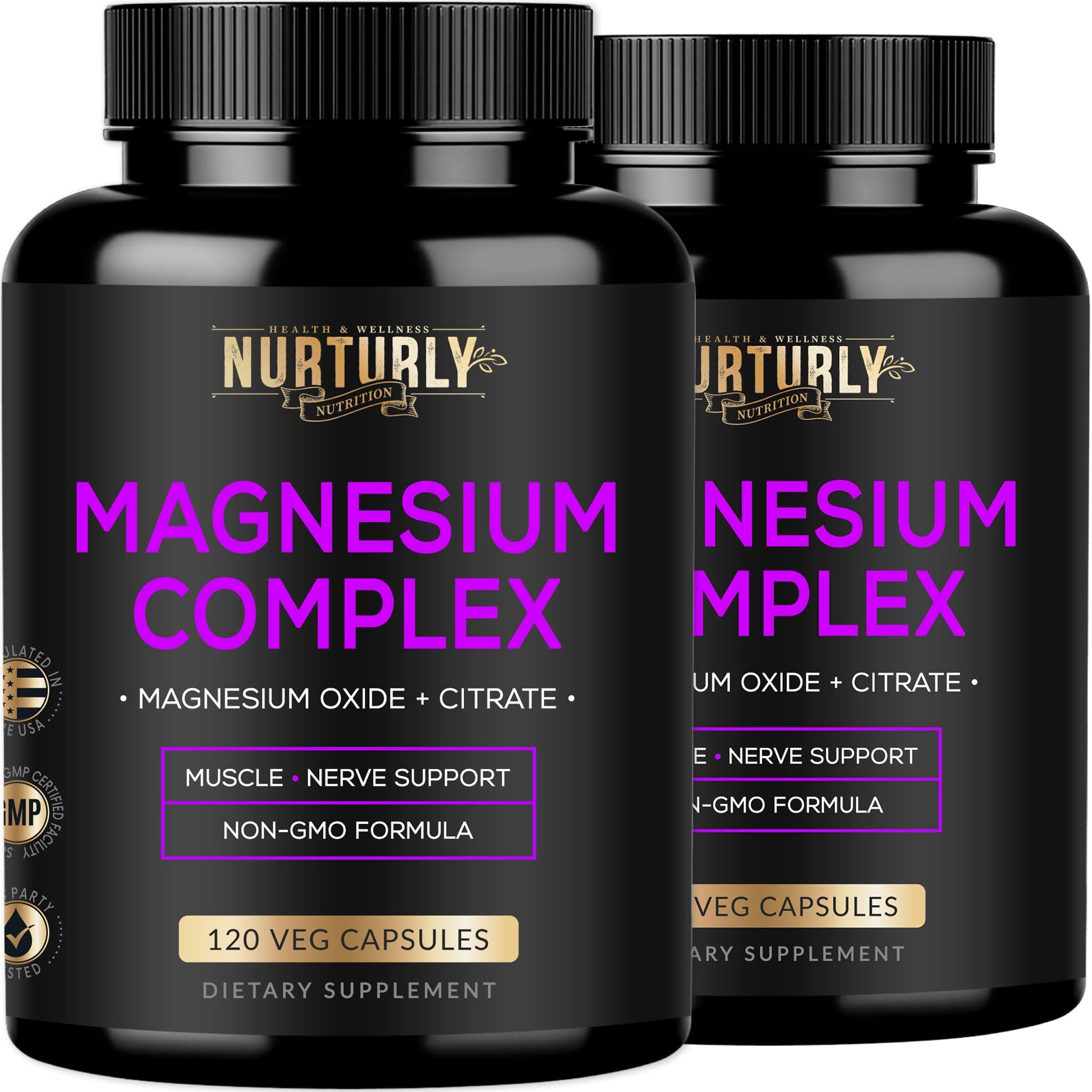 NURTURLY Magnesium Citrate & Oxide 500mg Complex Supplement Capsule 240 Count