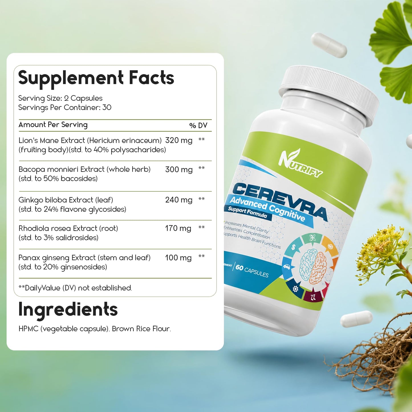 Generic Cerevra Powerful Nootropic Capsule, 60 Count