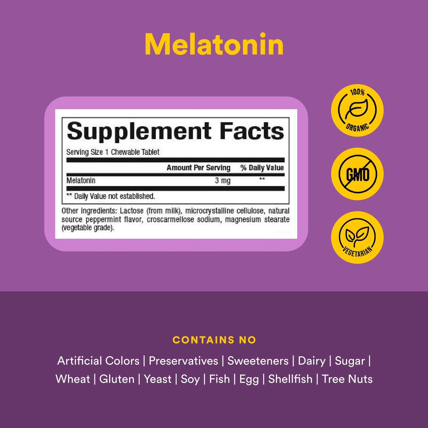 Natural Factors Stress-Relax Melatonin 3 mg Tablets, 90 Count