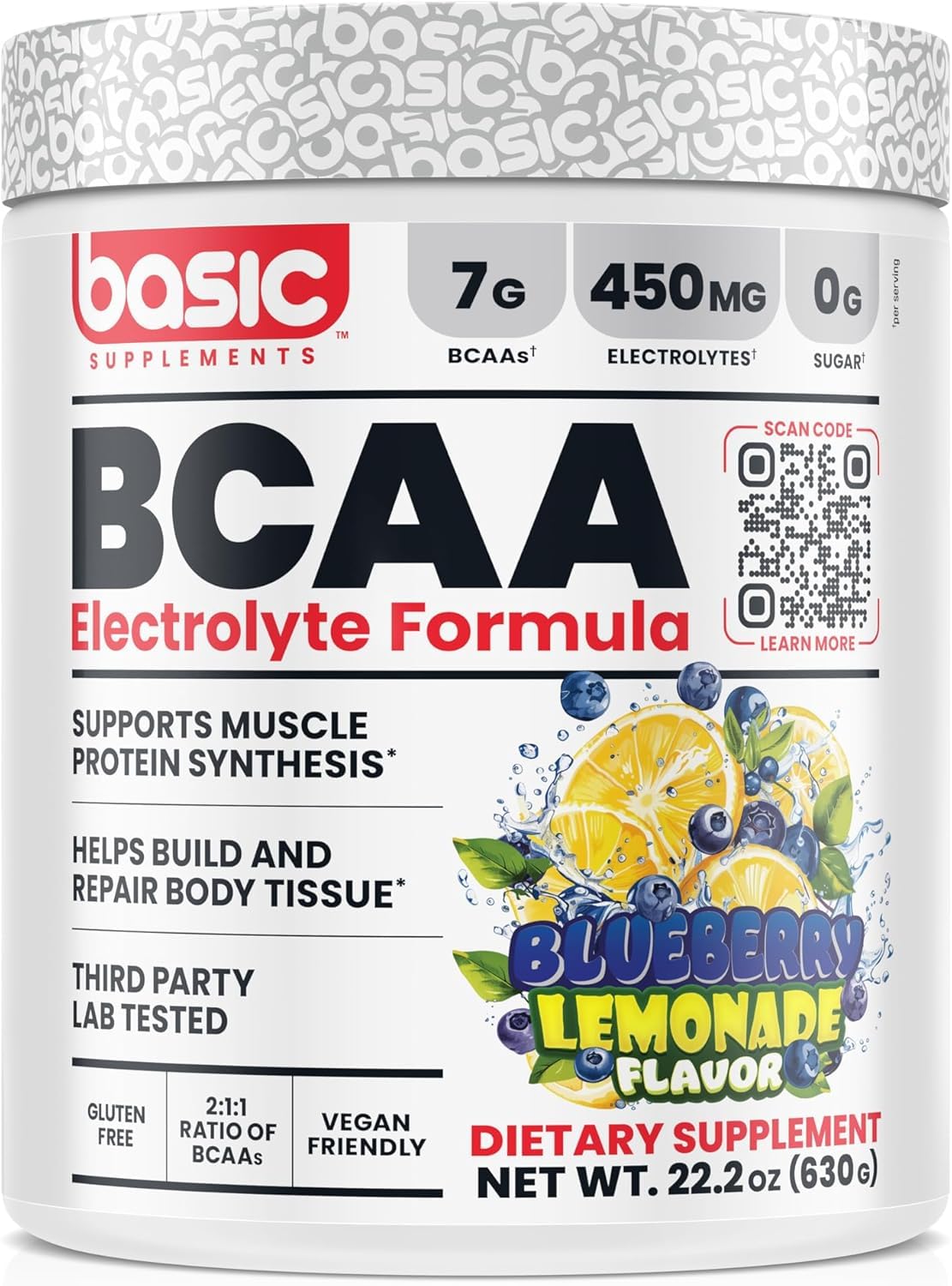 BASIC SUPPLEMENTS BCAA Powder, 60 Servings