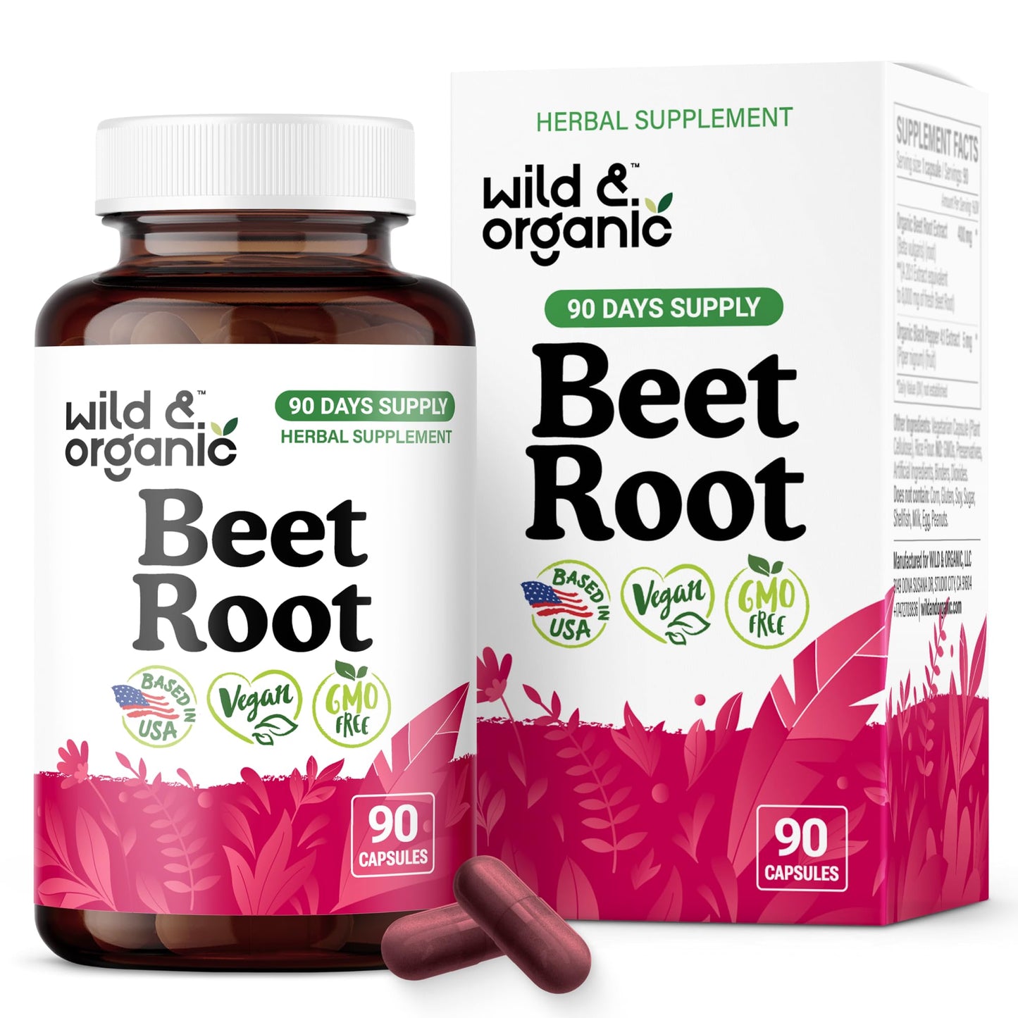 Wild & Organic Beet Root Capsules, 90 Count