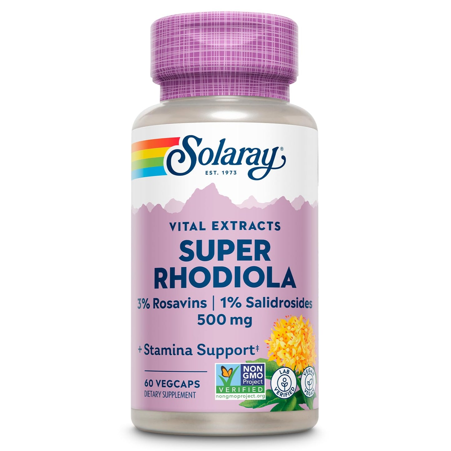 Solaray Super Rhodiola 500mg Rhodiola Rosea Root Extract Capsule 60 Count