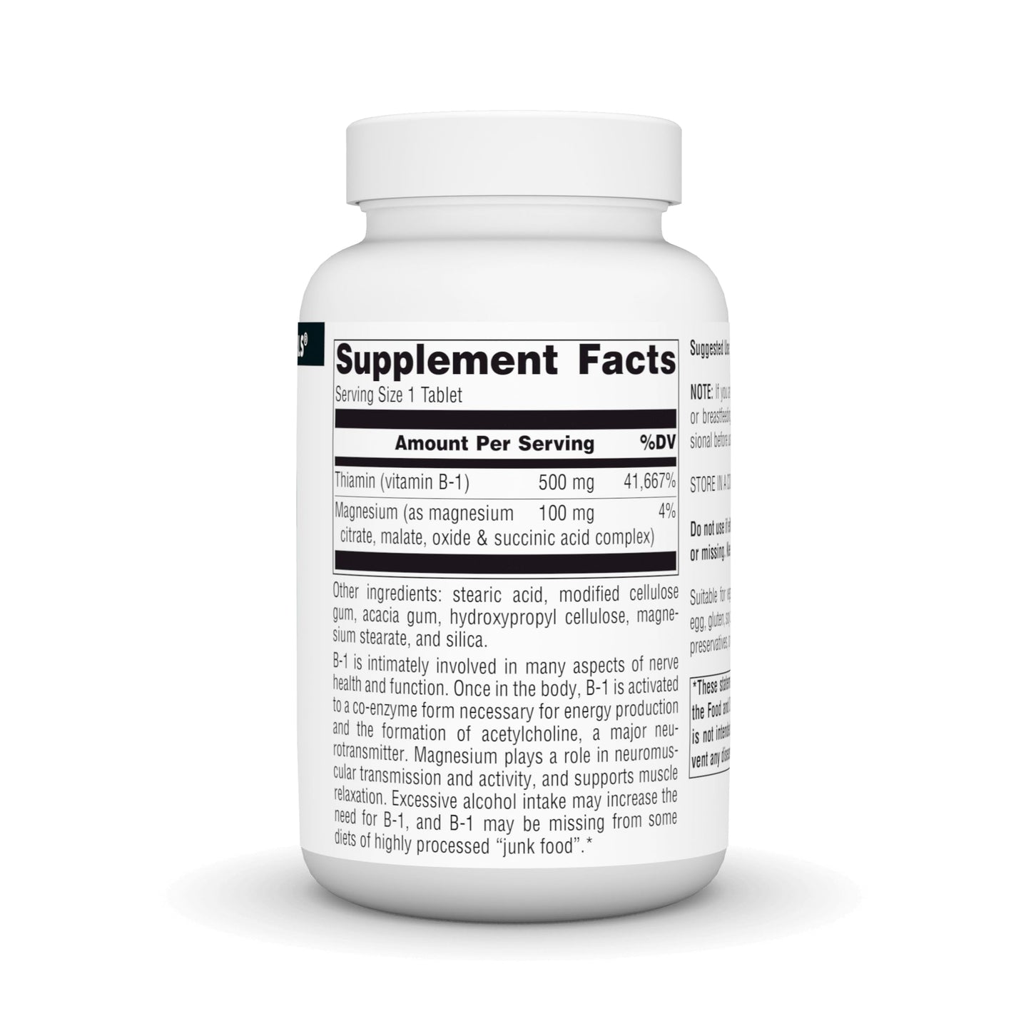 Source Naturals Vitamin B-1, Thiamin, 500mg Tablet, 100 Tablets