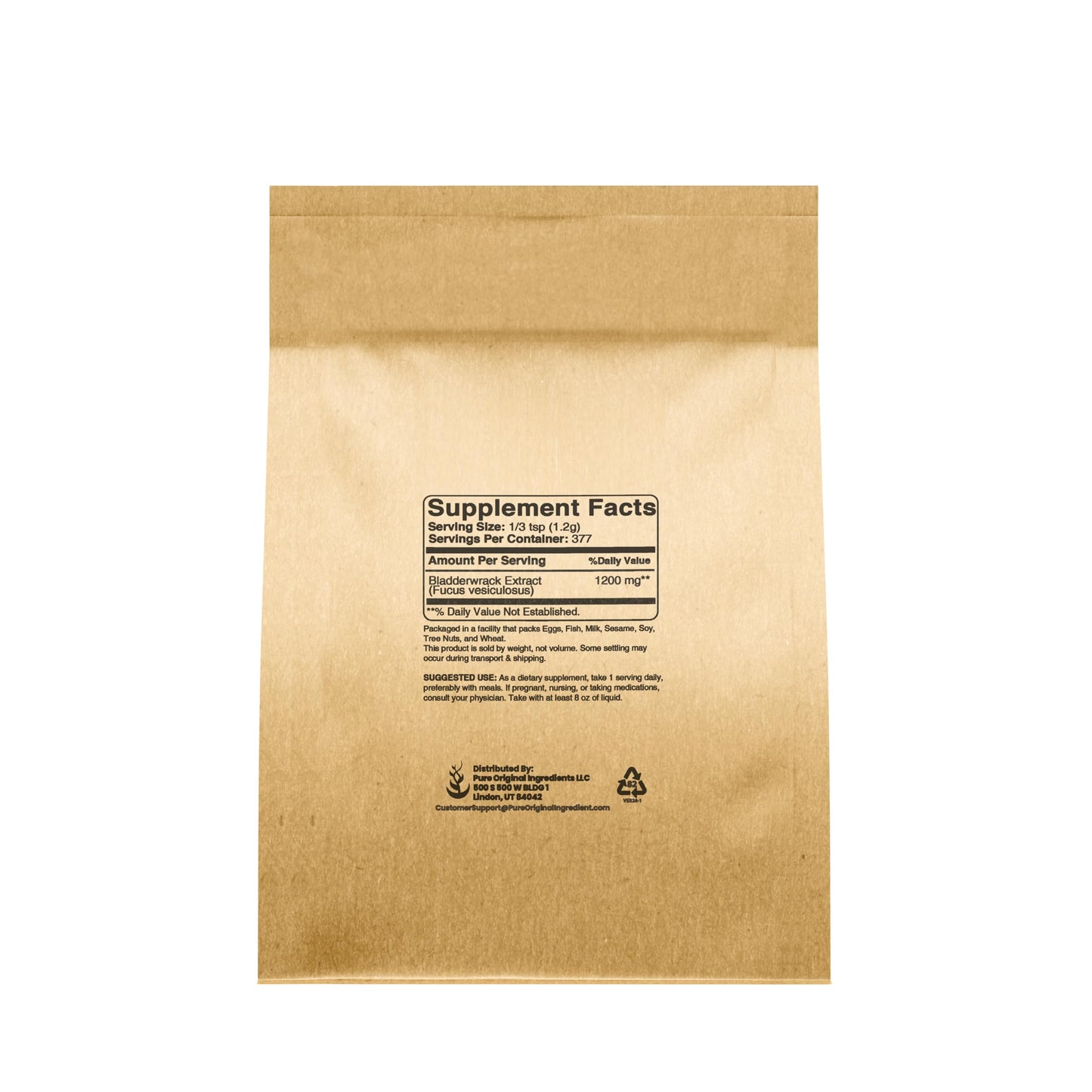 PURE ORIGINAL INGREDIENTS Bladderwrack Powder (Fucus Vesiculosus) 16 oz