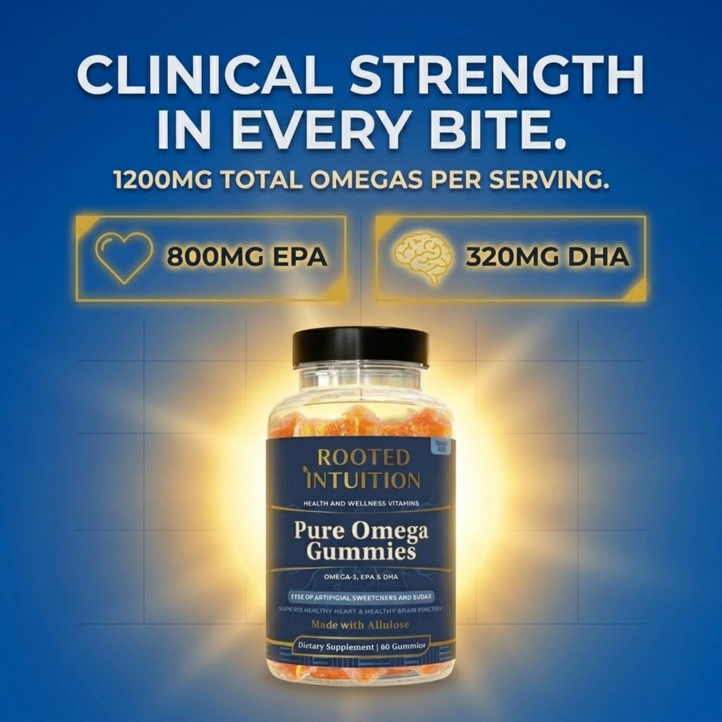 Rooted Intuition Fish Oil Omega-3 Gummies 60 Count