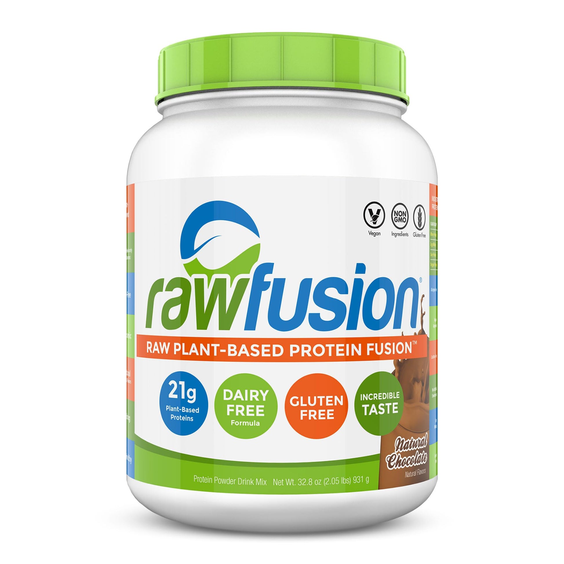 SAN Rawfusion Vegan Protein Powder, Natural Chocolate, 30 Servings, 2 lb