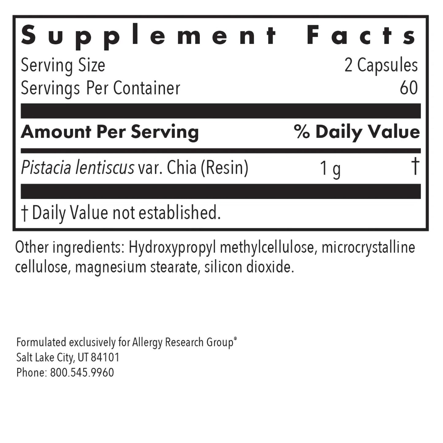 Allergy Research Group ARG Mastica Digestive Support Capsule 60 Capsules