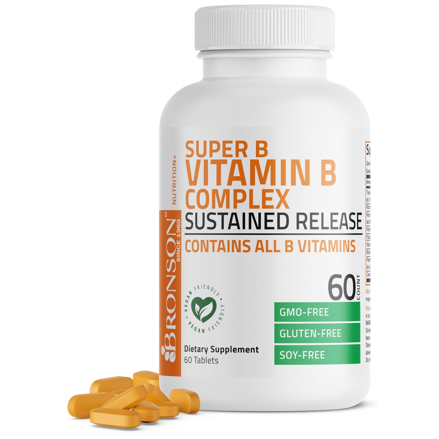 Bronson Super B Vitamin B Complex Sustained Slow Release Tablet, 60 Tablets