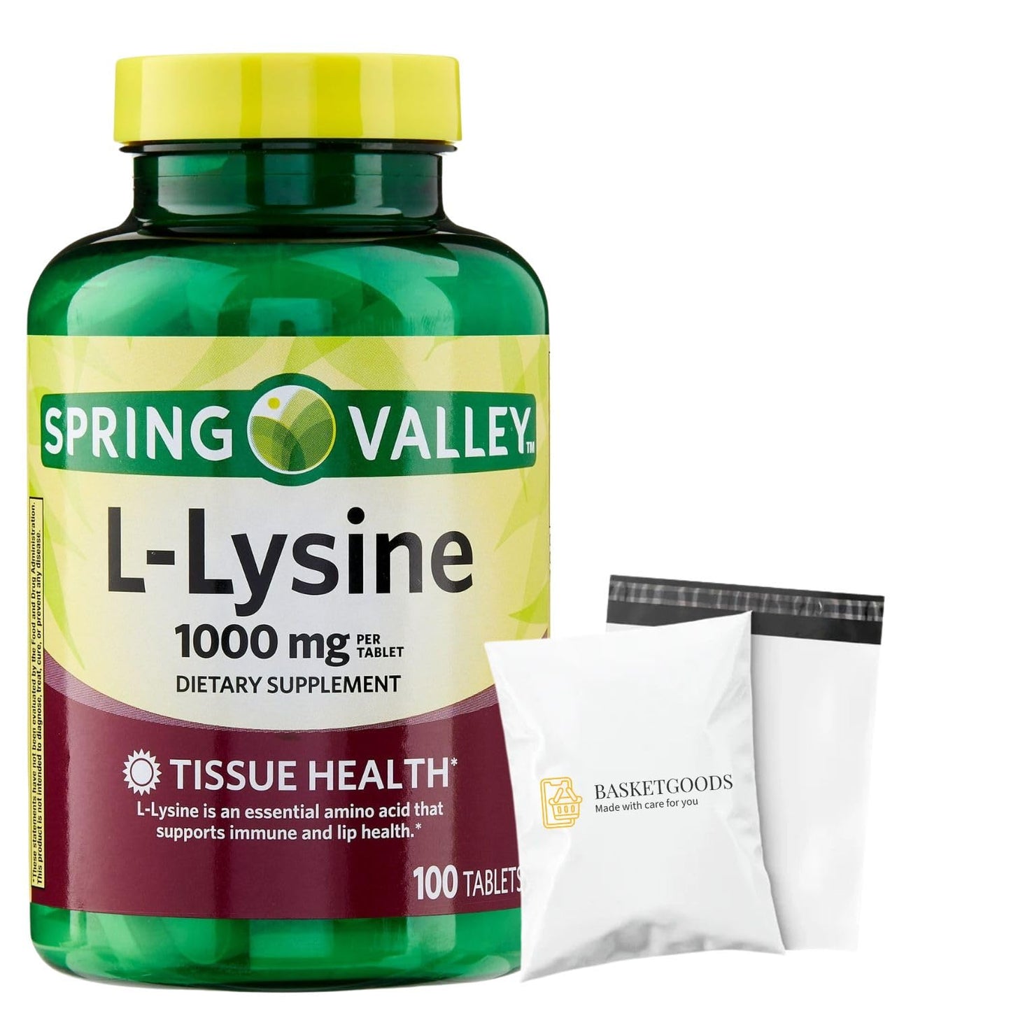 BasketGoods L-Lysine 1000mg Tablet, 100 Tablets