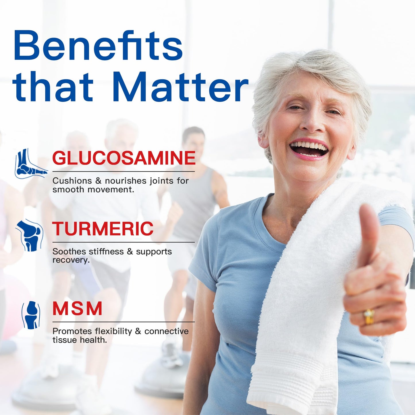 WUEIS Turmeric Glucosamine MSM Joint Supplement with Vitamin D3, Collagen Type II & Hyaluronic Acid, 60 Tablets